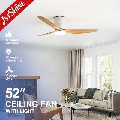 China Customizable Lighting 52-inch Flush Mount Ceiling Fan with Remote and 3 Color LED Light for sale