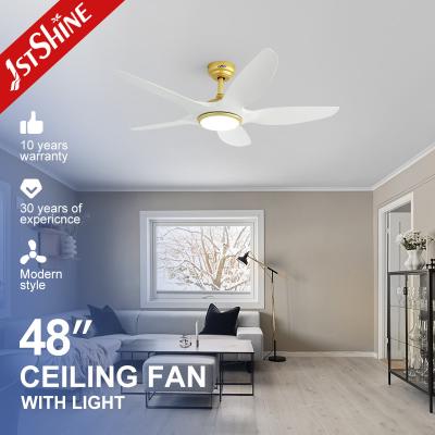 China 5 Plastic Blade Ceiling Fan With Dimmable Led Light White Black DC Motor low noise for sale