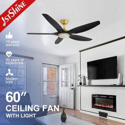 China Luxury Villa Black Gold Ceiling Fan With LED light 230v 6 Speed for sale