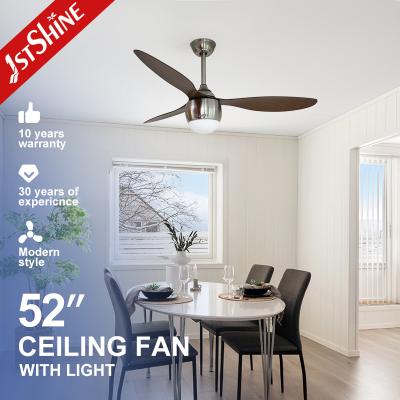 China Metal Ceiling Fan with Light 3 ABS Wooden Blades Wall Control Black/Brown/OEM Colors for sale