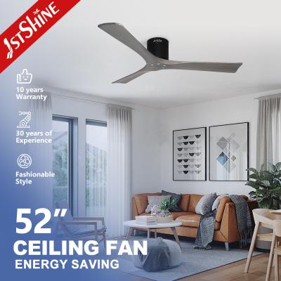 China 52 Inches Remote Control Ceiling Fans Silk Screen Printing Logo Simple Wooden Blades for sale