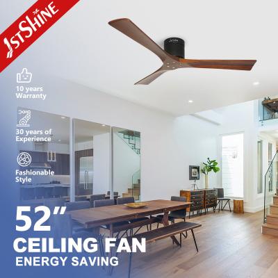 China Flush Mount Solid Wood Blade Ceiling Fan Noiseless 5 Speeds Remote Control for sale