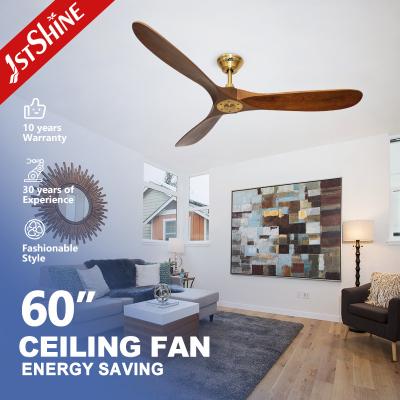 China 3 Wooden Blades Decorative 60 Inch Ceiling Fan 220V With Remote Control for sale