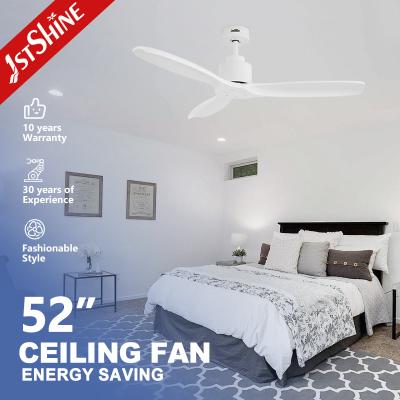 China 52 Inch White Solid Wood Blades DC Motor LED Ceiling Fan Not Equipped NO App-Controlled for sale