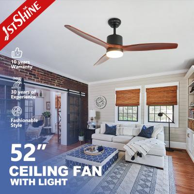 China Solid Wood Ceiling Fan With Light 3 Blades Ac Reversible Motor Quite Led Fan Light for sale