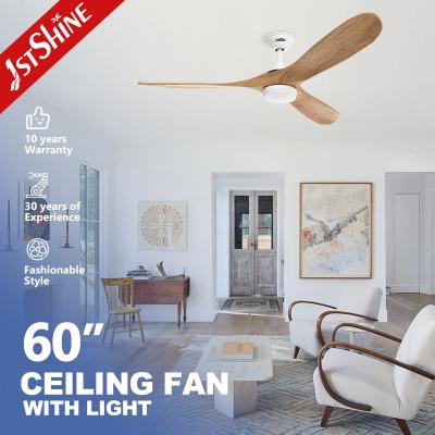 China 60 Inch Ceiling Fan With Wooden Blade And Dimmable Light Bldc Motor Energy Saving for sale