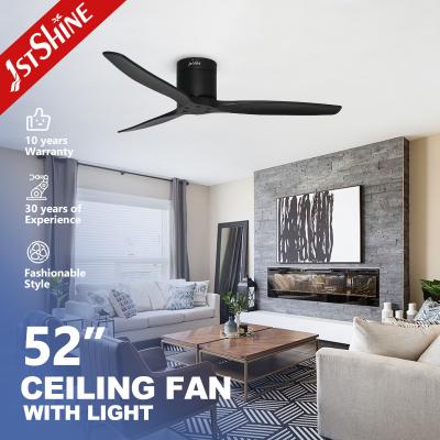 China 1stshine Low Profile Ceiling Fans Black Solid Wooden Blades Timer Included 52