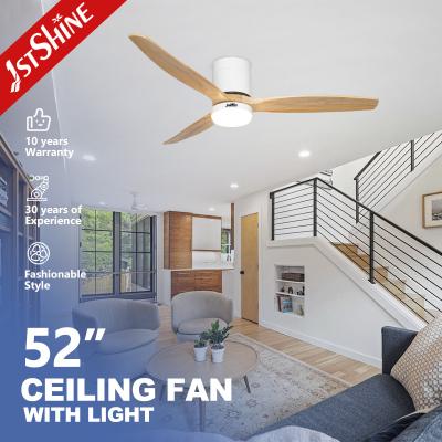 China 52 Inches Wooden Blades LED Lighting Ceiling Fan with Remote Control Switch Style for sale