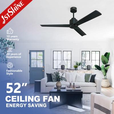 China 52 Inch Metal Wood Indoor Decorative Ceiling Fan with 5 Speeds and Natural Wood Blades for sale