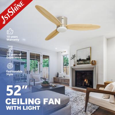 China 1stshine Ceiling Fan with LED and Three Wooden Blades Lamp Body Material Meatl Bedroom for sale