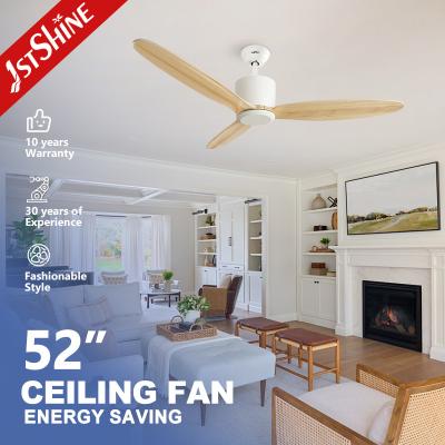 China Timer and English Operating 3 Wooden Blades DC Motor Ceiling Fan with Remote Control for sale