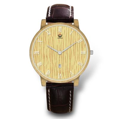 China China Wholesale Luxury Wood Power Reserve Belt Watch Quartz Back Custom Men Watch for sale