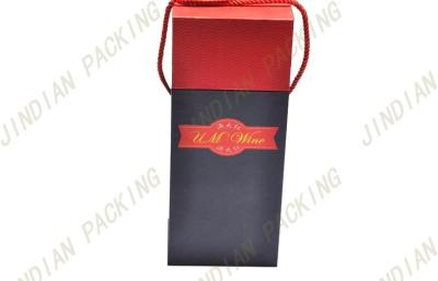 China Delicate Wine Packaging Boxes, 157gsm Cardboard Wine Bottle Gift Boxes With Handles for sale