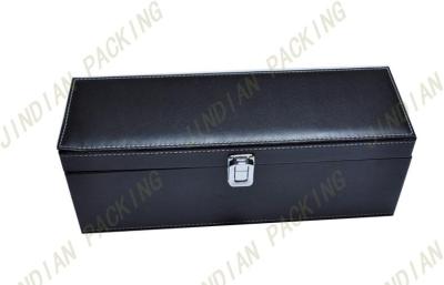 China Black Leather Wine Box For Luxury Gift, Single Bottle Wine Packaging Boxes for sale