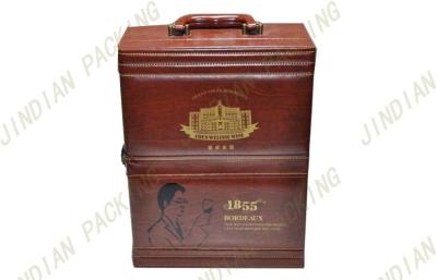 China Pu Leather Cardboard Three Bottle Wine Packaging Boxes For Luxury Gift for sale