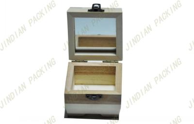 China Delicate Rectangle Wooden Gift Boxes, Small Solid Wood Jewelry Box With Mirror for sale