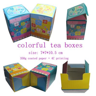 China Caja brillante plegable del té de la cartulina de la laminación, cajas coloridas del té en venta