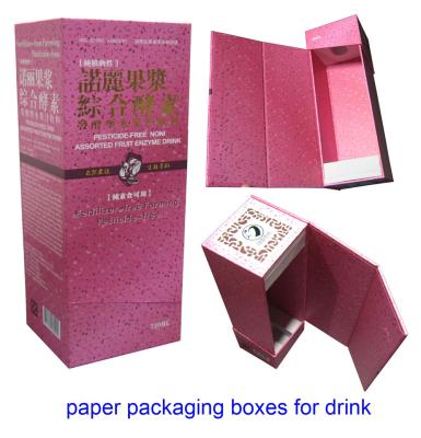 China Pink Magnet Closure Cardboard Wine Box , Wine Paper Packaging Box for sale