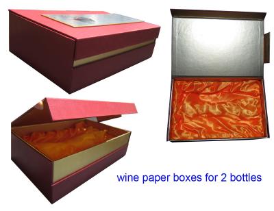 China Recyclable Cardboard Wine Box , Red Wine Paper Packaging Boxes for 2 Bottles for sale