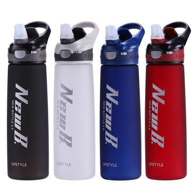 China Good Quality Viable Sports 26oz Water Bottle With Straw Flip Flop Lid Tritan Wide Mouth Motivation Bottle Leakproof Dustproof Locking Flip for sale