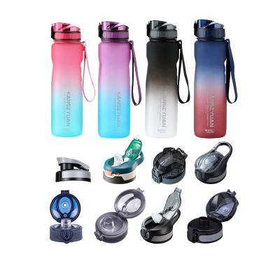 China Stocked 1 Liter 2L Gradient Color Frosted Fast Flow Sports Water Bottle Tritan Plastic Stay Hydrated With Motivational Time Marker for sale