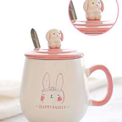 China Sustainable Personalized Cartoon 13.5 Oz Beautiful 3D Tea Desk Cups Ceramic Milk Coffee Cup Packaging Boxes With Lid For Gifts for sale