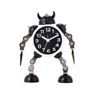 China Antique Style In Stock Item Creative Cute Robot Desktop Alarm Clock For Children for sale