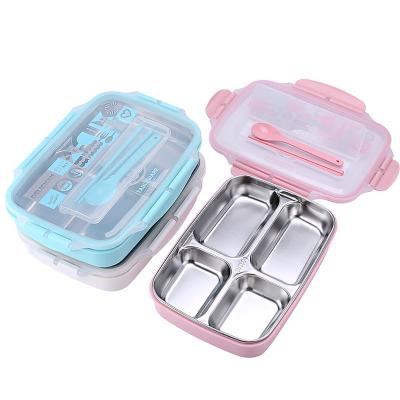 China Eco Leak Proof 3 Or 4 Compartments Heatable Stocked Tiffin Bento Lunch Box for sale