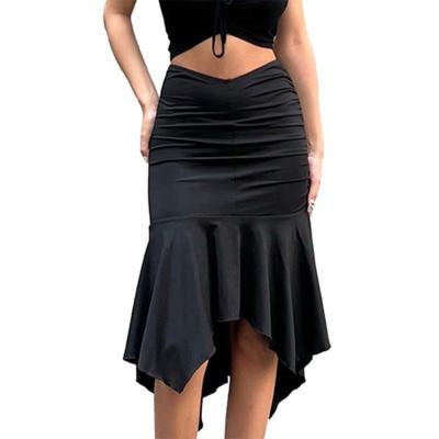 China OEM YINGJIA Asymmetry Hem Anti-Static Women's Skirt Casual Casual Dresses For Women Midi Skirt for sale