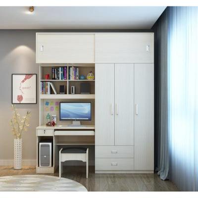 China White Color (Size)Adjustable Modern Style Custom Melamine Finish Bedroom Wardrobe Cabinet With Computer Table for sale