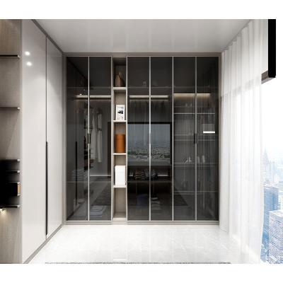 China Custom (Size) Adjustable Modern Style Transparent Walk In Bedroom Wardrobe Closet With Glass Door for sale