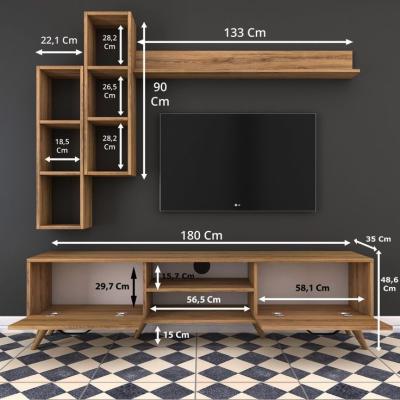 China Color (Size) Adjustable Modern Style Custom Modular Wood Melamine Finish TV Unit With Drawers for sale