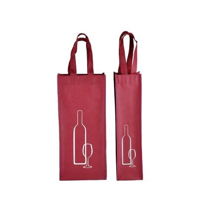 China 1bottle 2 bottle custom promotional reusable non woven fabric red wine reusable bag with handle for sale