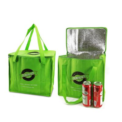 China Fashion Custom Logo Strong Reinforce To Handle Large High Capacity Green Cooler Bag Large Picnic Cooler Bag for sale