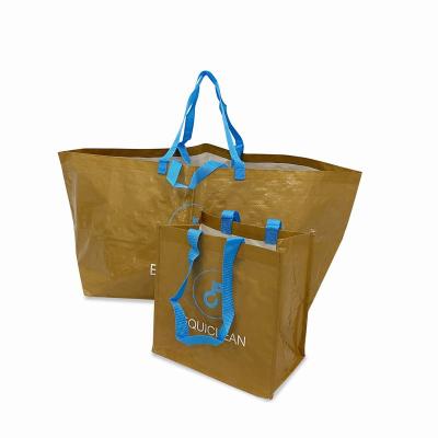 China BSCI Factory Foldable Double Handles Extra Large Custom Large 110gsm Polypropylene Fabric PP Woven Tote Shopping Bag With Logo for sale