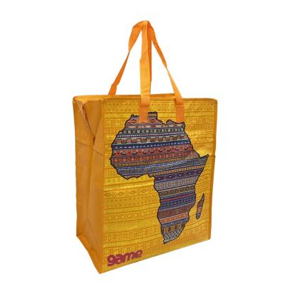 China Custom Printing Reusable Large Elephant Grocery Bags Supermarket Reusable PP Woven Shopping Bag With Zipper for sale