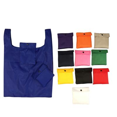 China Handled 2022 Wholesale Various Colors Recycling Polyester Reusable Folding Bags For Shopping for sale