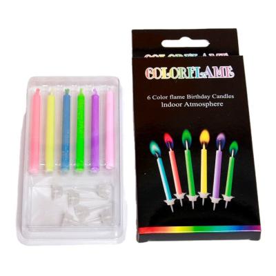 China Different Packing Colorful Birthdays 5pcs 6pcs 12pcs Flame Birthday Candles Small Candles Set For Cake for sale