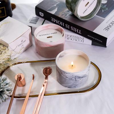 China Wholesale Modern Decoration Scented Ceramic Jar Luxury Scented Candles Marble Candle Jar Scented Candles for sale