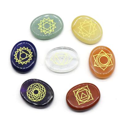 China China Hot Selling Semi Precious Stone 7 Chakras Set Natural Original Oval Crystals Healing Stones for sale