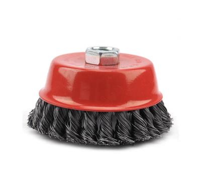 China Durable 3 Inch Wire Cup Brush Knotted With 5/8-Inch-11 Threaded for sale