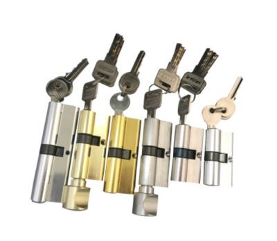 China Two-open door lock cylinder 60mm brass cylinder with single button open style European standard safe door lock for sale