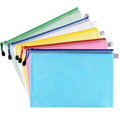 China Creative Trend Waterproof Zipper A4 B4 Mesh Document Bag Bill Mesh Zipper File Pocket With Zipper Folder Bag for sale