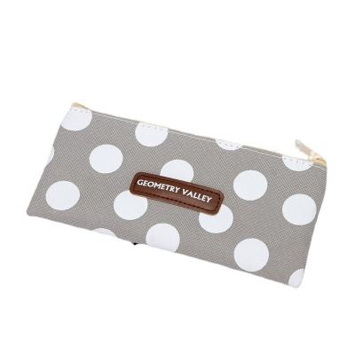 China Simple Fabric Polka Dot Stationery Bag Student Creative Trend Plaid Pencil Bag Boys and Girls Stationery Box Pencil Bag for sale