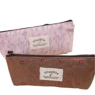 China Floral Pencil Bag Square student stationery pencil bag trend canvas pencil bag small floral fresh pastoral style leisure creative wholesale for sale