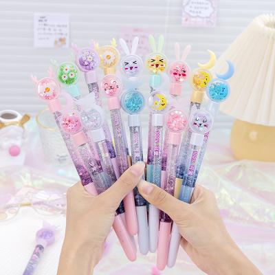 China Normal Wholesale Creative Cartoon Quicksand Gel Pen Cute Black Pen Student Stationery Super Cute Gifts for sale