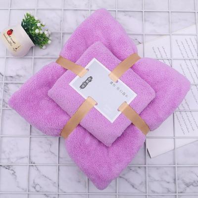 China Factory Outlet QUICK DRY Super Soft Absorbent Luxury Coral Towel Hand Towel Bathroom Towel Set Fleece 2 Pcs Towel for sale