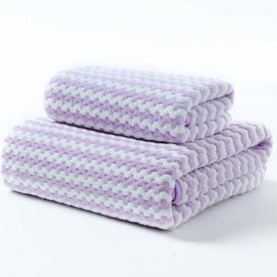 China Customized Hypoallergenic Soft Coral Fleece Women Microfiber Towel Bath Towel Set Absorbent Face Towel Set for sale