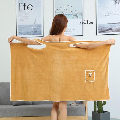 China Wholesale Hot Sale Super Soft Absorbent Coral Women's Wearable Bath Towel QUICK DRY Fleece After Shower for sale