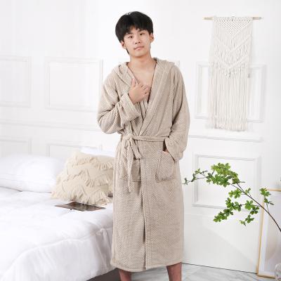 China Wholesale QUICK DRY plush long robes for men, soft warm fleece bathrobe for men, long comfortable men's robe for sale